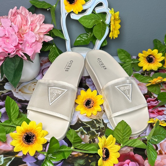 GUESS Women's Beige Slide Sandals - Picture 10 of 14